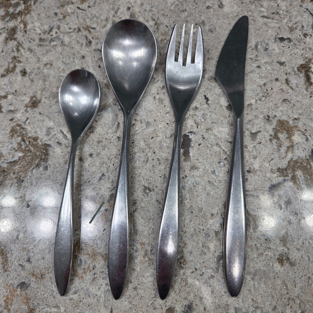 Vintage MCM Oxford Hall Libra Stainless Japan Flatware 4pc Set Silverware